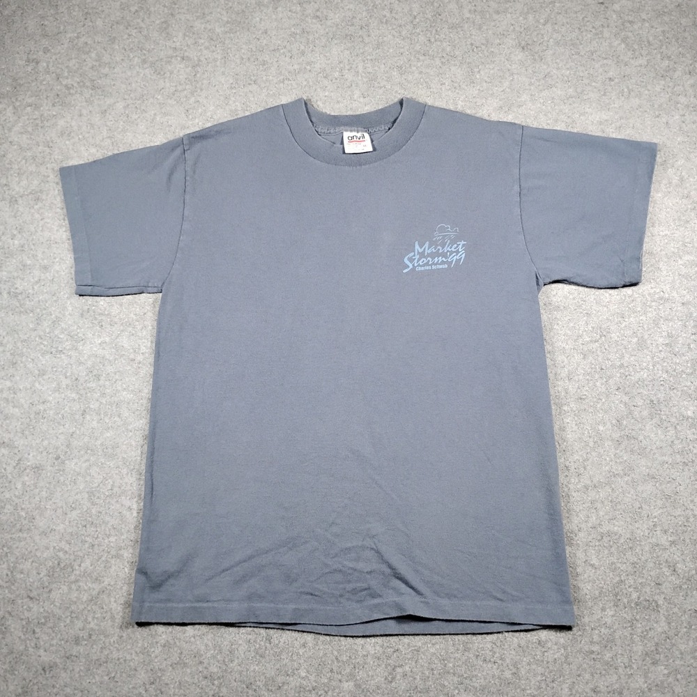 Vintage Charles Schwab Market Storm '99 T-Shirt Mens M Grey Graphic Tee